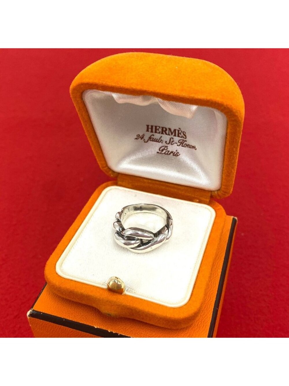 Hermes Vintage Torsade Ring 925 Sterling Silver